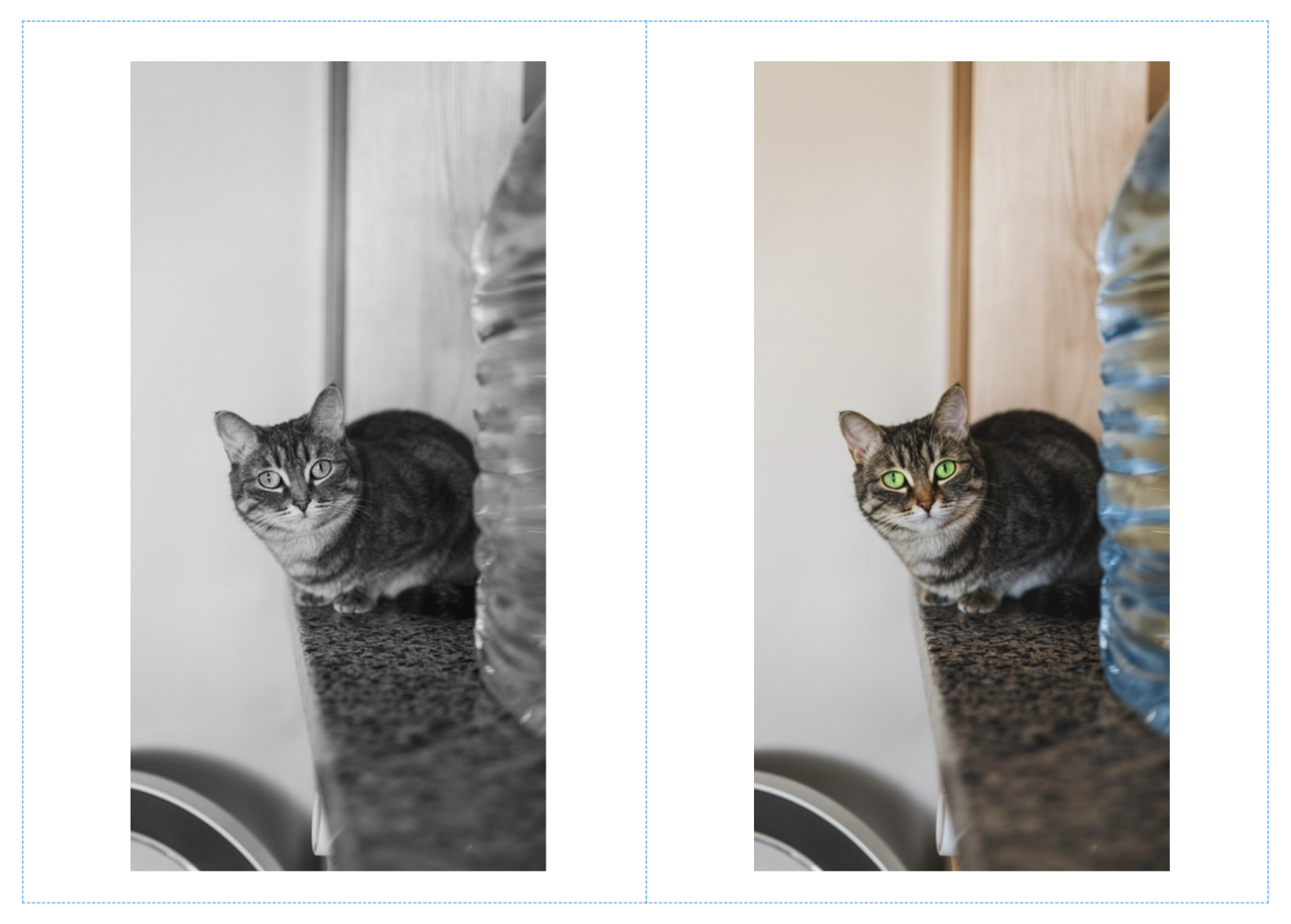 Colorization before and after